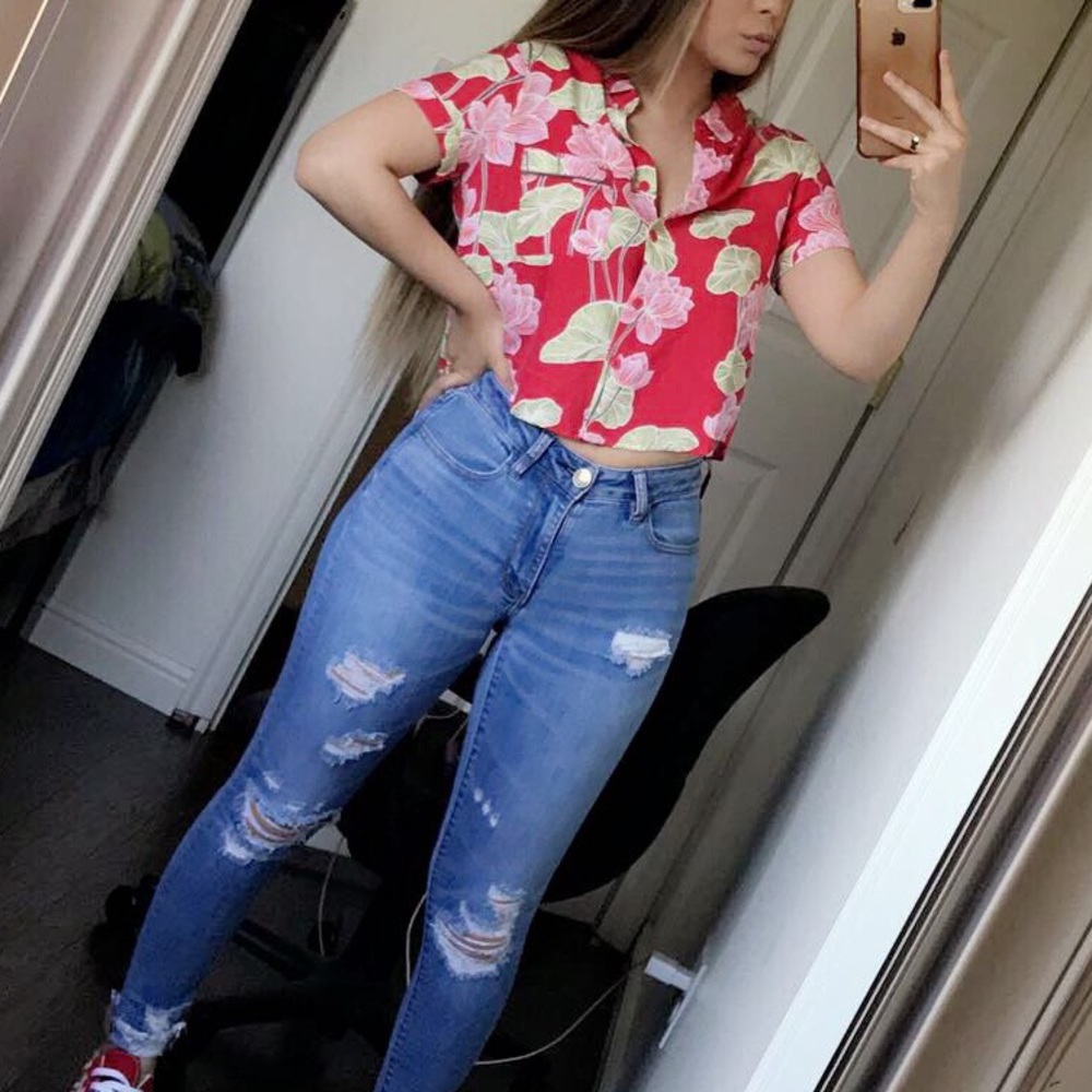 Flower button up shirt